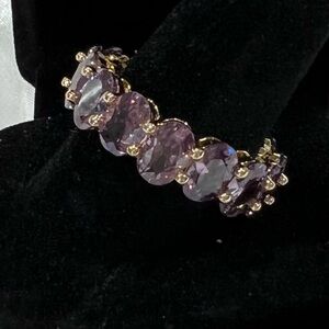 SWAROVSKI ELEMENTS CLASSY AMETHYST CRYSTAL RING SIZE 8